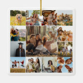Moderne gepersonaliseerde 13 foto collage keramisch ornament (Achterkant)