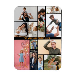 Moderne gepersonaliseerde 16 foto collage aangepas magneet