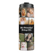 Moderne gepersonaliseerde 16 foto collage op maat  thermosbeker (Voorkant)