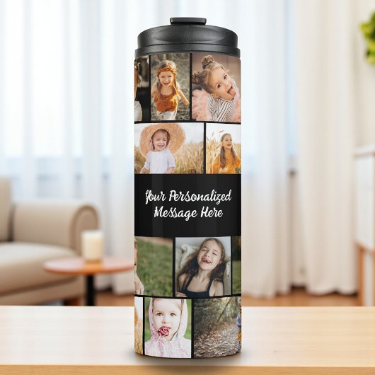 Moderne gepersonaliseerde 16 foto collage op maat  thermosbeker