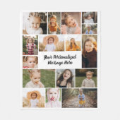 Moderne Gepersonaliseerde 16 Fotocollage Aangepast Fleece Deken (Voorkant)