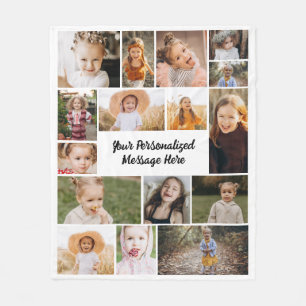 Moderne Gepersonaliseerde 16 Fotocollage Aangepast Fleece Deken