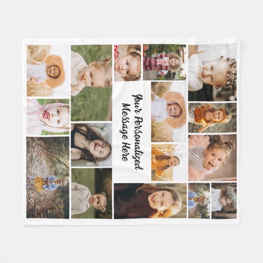 Moderne Gepersonaliseerde 16 Fotocollage Aangepast Fleece Deken (Voorkant (Horizontaal))