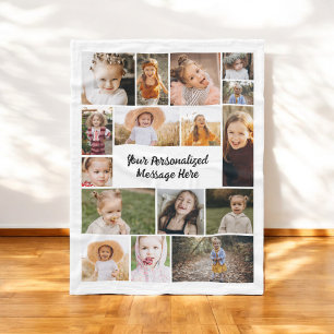 Moderne Gepersonaliseerde 16 Fotocollage Aangepast Fleece Deken