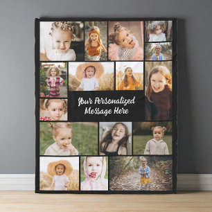 Moderne Gepersonaliseerde 16 Fotocollage Aangepast Fleece Deken