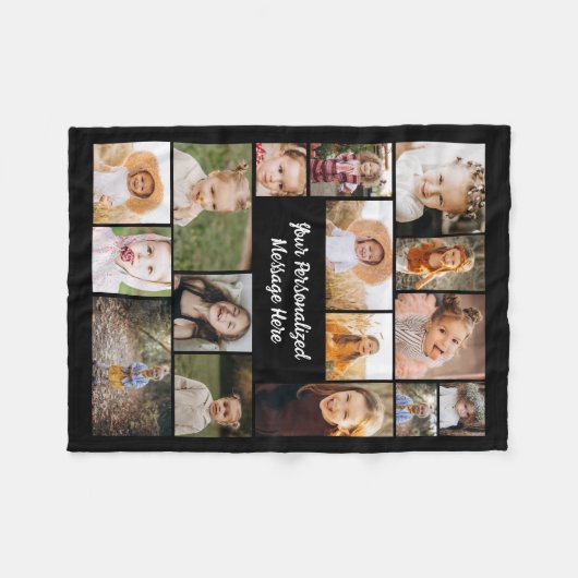 Moderne Gepersonaliseerde 16 Fotocollage Aangepast Fleece Deken (Voorkant (Horizontaal))