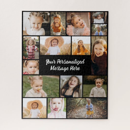 Moderne Gepersonaliseerde 16 Fotocollage Aangepast Legpuzzel (Verticaal)