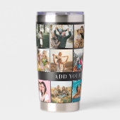 Moderne gepersonaliseerde 18 foto collage geïsoleerde drinkbeker (Voorkant)