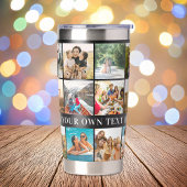 Moderne gepersonaliseerde 18 foto collage geïsoleerde drinkbeker