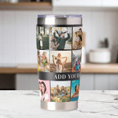 Moderne gepersonaliseerde 18 foto collage geïsoleerde drinkbeker