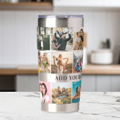 Moderne gepersonaliseerde 18 foto collage geïsoleerde drinkbeker