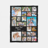 Moderne gepersonaliseerde 19 foto collage Zwart Fleece Deken (Voorkant)