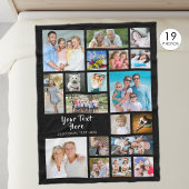 Moderne gepersonaliseerde 19 foto collage Zwart Fleece Deken
