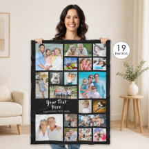 Moderne gepersonaliseerde 19 foto collage Zwart