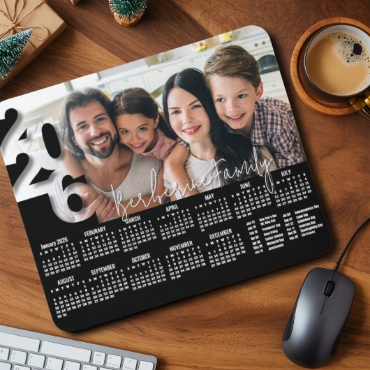 Moderne gepersonaliseerde 2026 bureau kalender fot muismat