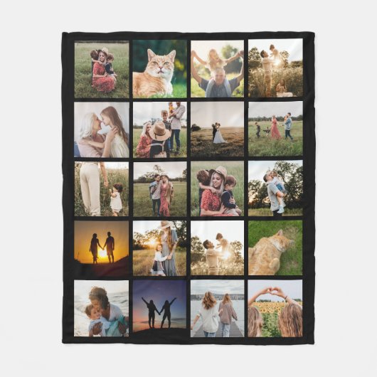Moderne gepersonaliseerde 20 fotocollage fleece deken (Voorkant)