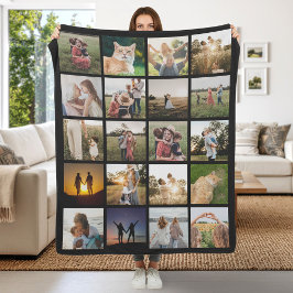 Moderne gepersonaliseerde 20 fotocollage fleece deken