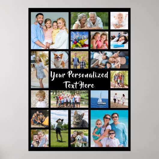 Moderne gepersonaliseerde 21 foto collage Aangepas Poster (Voorkant)
