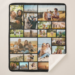 Moderne gepersonaliseerde 22 foto collage sherpa deken