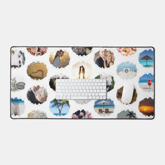 Moderne gepersonaliseerde 24 bruiloft foto collage bureaumat (Keyboard & Muis)