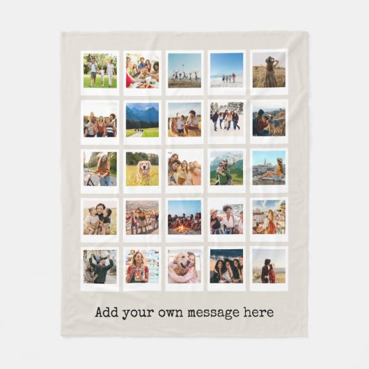 Moderne gepersonaliseerde 25 foto collage fleece deken (Voorkant)