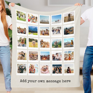 Moderne gepersonaliseerde 25 foto collage fleece deken