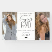 Moderne gepersonaliseerde 2 foto afstuderen spandoek (Horizontaal)