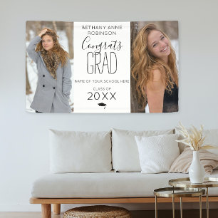 Moderne Gepersonaliseerde 2 Foto Afstuderen Spandoek