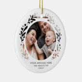 Moderne gepersonaliseerde 2-foto knipsel Lijst ker Keramisch Ornament (Rechts)