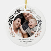 Moderne gepersonaliseerde 2-foto knipsel Lijst ker Keramisch Ornament (Voorkant)