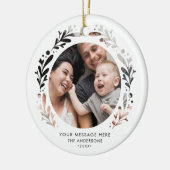 Moderne gepersonaliseerde 2-foto knipsel Lijst ker Keramisch Ornament (Links)