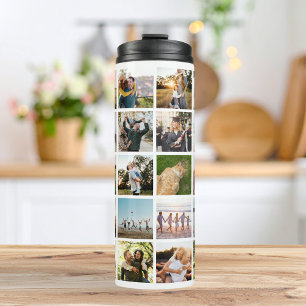 Moderne gepersonaliseerde 30 foto collage thermosbeker