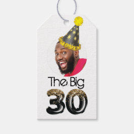 Moderne gepersonaliseerde 30e verjaardag foto cadeaulabel