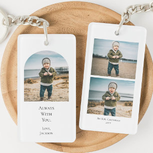 Moderne gepersonaliseerde 3 foto collage Moeder aa Sleutelhanger