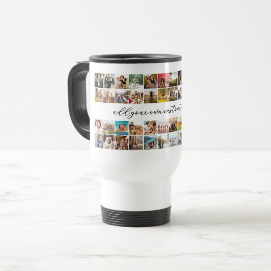 Moderne gepersonaliseerde 48 foto collage reisbeker (Voorkant links)