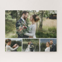 Moderne gepersonaliseerde 4 foto collage legpuzzel
