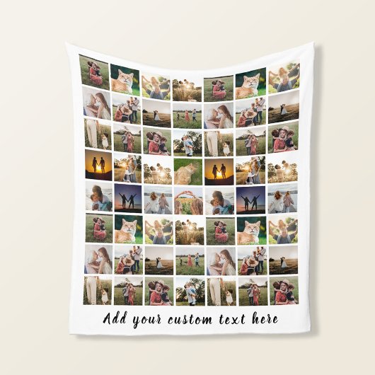 Moderne gepersonaliseerde 56 foto collage fleece deken