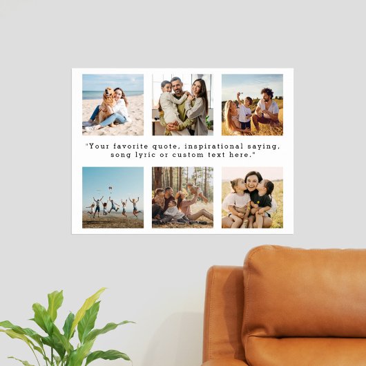 Moderne gepersonaliseerde 6 foto collage aangepast poster