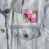 Moderne gepersonaliseerde 6 foto collage van pasge vierkante button 5,1 cm (In situ)