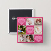Moderne gepersonaliseerde 6 foto collage van pasge vierkante button 5,1 cm (Voorkant /achterkant)