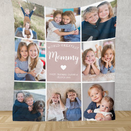 Moderne gepersonaliseerde 8 foto collage voor mama fleece deken