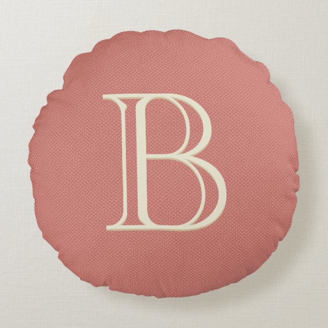 Moderne Gepersonaliseerde Aangepaste Monogram Begi Rond Kussen (Voorkant)
