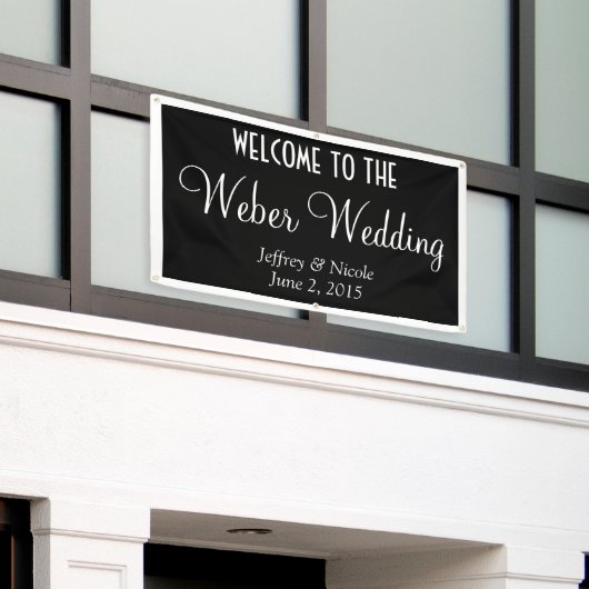 Moderne gepersonaliseerde aangepaste trouwbanner spandoek (Buitenkant Gebouw)