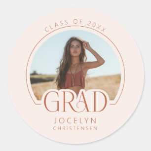 Moderne gepersonaliseerde Afstudeerder foto afstud Ronde Sticker