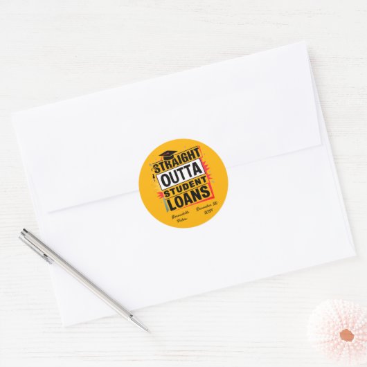 Moderne gepersonaliseerde Afstuderen geschenk Stic Ronde Sticker (Envelop)