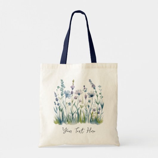 Moderne Gepersonaliseerde Aquarel Wilde Bloem Bloe Tote Bag (Achterkant)