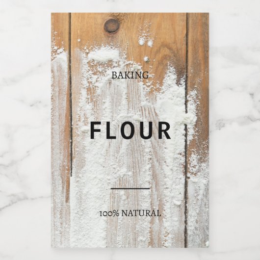 Moderne gepersonaliseerde bakmeel zwarte lettertyp voedselcontainer etiket (Enkel label)