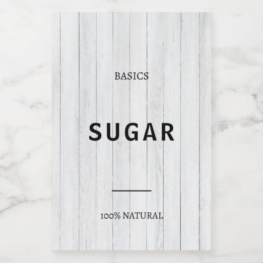 Moderne Gepersonaliseerde Basics Sugar Black Fonts Voedselcontainer Etiket (Enkel label)