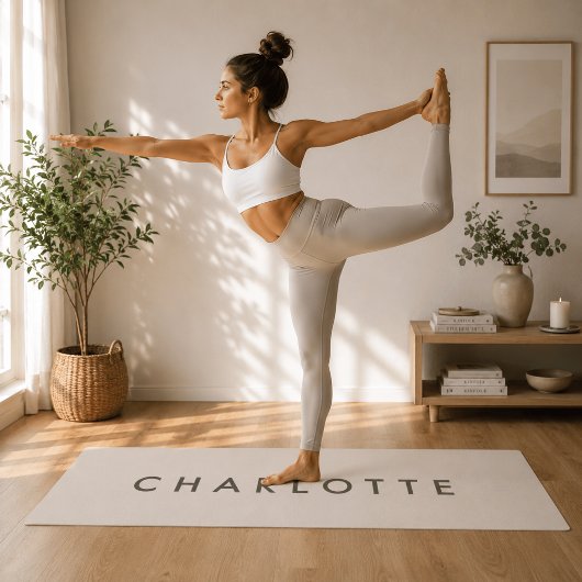 Moderne gepersonaliseerde beige naam yogamat