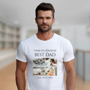 Moderne Gepersonaliseerde Beste Papa Fotocollage T T-shirt